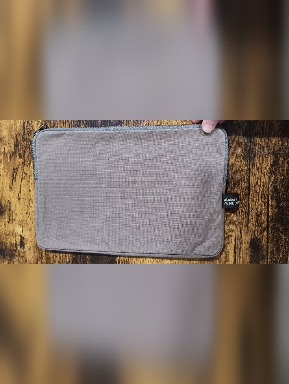 Ateliers Penelope Zip Pouch In Grey Cotton